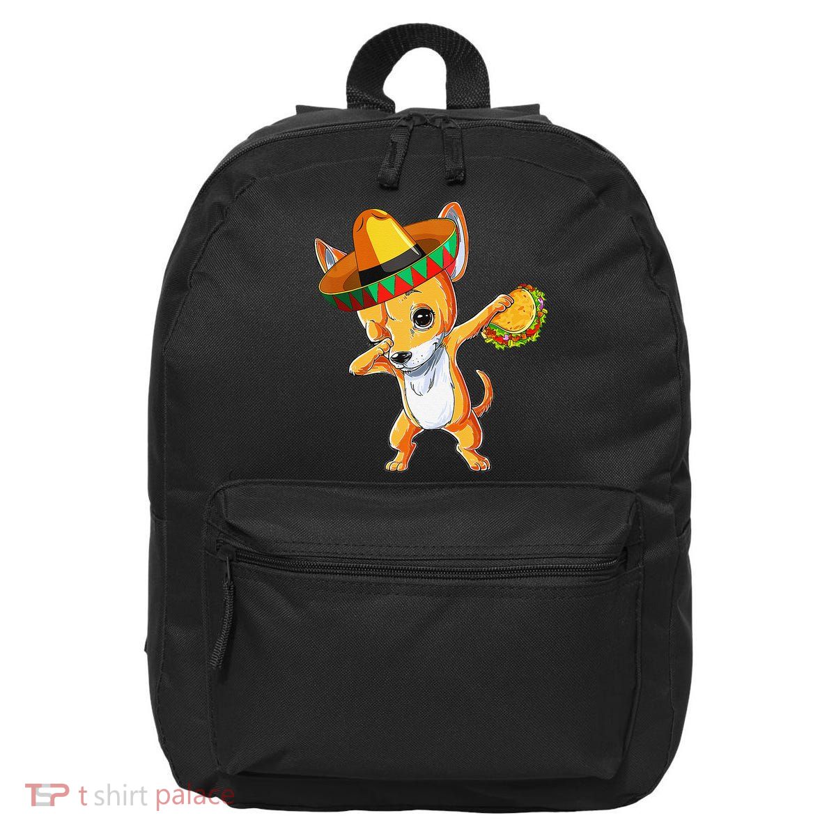 Mexican Chihuahua Dog Dabbing Sombrero Taco Cinco De Mayo 16 in Basic Backpack