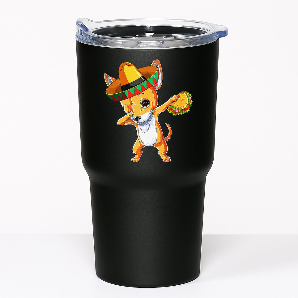 Mexican Chihuahua Dog Dabbing Sombrero Taco Cinco De Mayo Tumbler