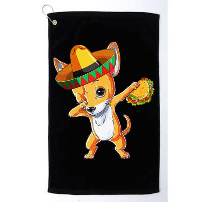 Mexican Chihuahua Dog Dabbing Sombrero Taco Cinco De Mayo Golf Towel