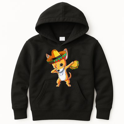 Mexican Chihuahua Dog Dabbing Sombrero Taco Cinco De Mayo Kids Hoodie