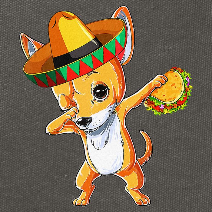 Mexican Chihuahua Dog Dabbing Sombrero Taco Cinco De Mayo Cotton Canvas Backpack