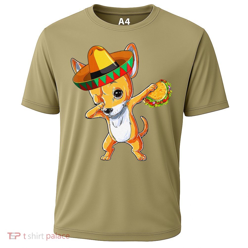 Mexican Chihuahua Dog Dabbing Sombrero Taco Cinco De Mayo Performance Shirt