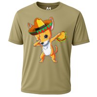 Mexican Chihuahua Dog Dabbing Sombrero Taco Cinco De Mayo Cooling Performance Crew T-Shirt