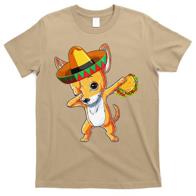 Mexican Chihuahua Dog Dabbing Sombrero Taco Cinco De Mayo T-Shirt
