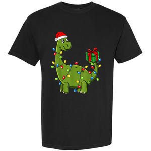 Merry Christmas Dinosaur With Santa Hat Garment-Dyed Heavyweight T-Shirt