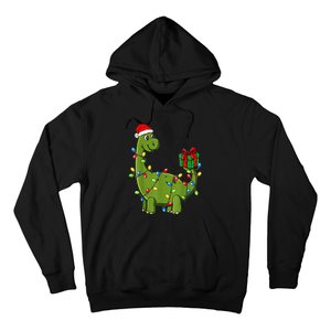 Merry Christmas Dinosaur With Santa Hat Hoodie