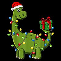 Merry Christmas Dinosaur With Santa Hat Drawstring Bag