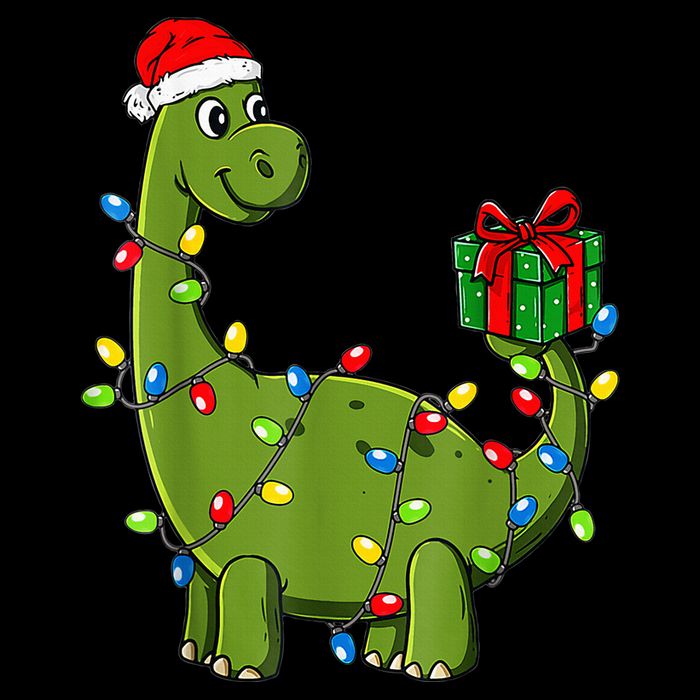 Merry Christmas Dinosaur With Santa Hat Drawstring Bag