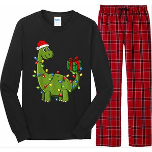 Merry Christmas Dinosaur With Santa Hat Long Sleeve Pajama Set