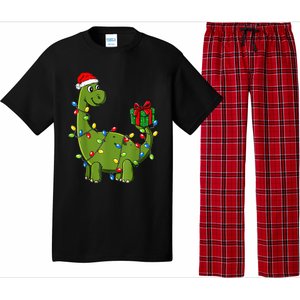 Merry Christmas Dinosaur With Santa Hat Pajama Set