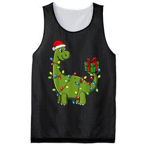 Merry Christmas Dinosaur With Santa Hat Mesh Reversible Basketball Jersey Tank