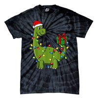 Merry Christmas Dinosaur With Santa Hat Tie-Dye T-Shirt