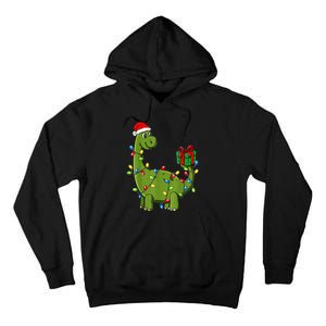 Merry Christmas Dinosaur With Santa Hat Tall Hoodie