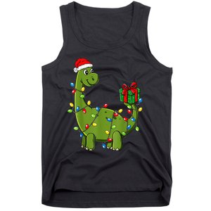 Merry Christmas Dinosaur With Santa Hat Tank Top