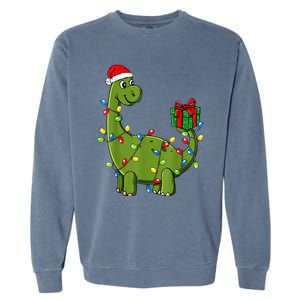 Merry Christmas Dinosaur With Santa Hat Garment-Dyed Sweatshirt