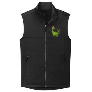 Merry Christmas Dinosaur With Santa Hat Collective Smooth Fleece Vest