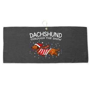 Merry Christmas Dachshund Dog Through The Snow Funny Gift Large Microfiber Waffle Golf Towel