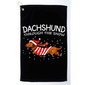 Merry Christmas Dachshund Dog Through The Snow Funny Gift Platinum Collection Golf Towel