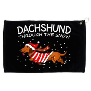 Merry Christmas Dachshund Dog Through The Snow Funny Gift Grommeted Golf Towel