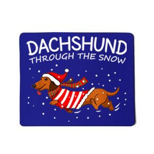 Merry Christmas Dachshund Dog Through The Snow Funny Gift Mousepad