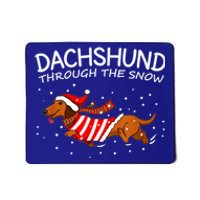 Merry Christmas Dachshund Dog Through The Snow Funny Gift Mousepad