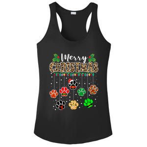 Merry Christmas Dog Paw Print Leopard Funny Xmas Light Gifts Ladies PosiCharge Competitor Racerback Tank