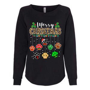 Merry Christmas Dog Paw Print Leopard Funny Xmas Light Gifts Womens California Wash Sweatshirt