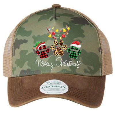 Merry Christmas Dog Paws Lights Buffalo Plaid Leopard Xmas Legacy Tie Dye Trucker Hat