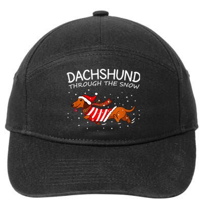 Merry Christmas Dachshund Dog Through The Snow 7-Panel Snapback Hat