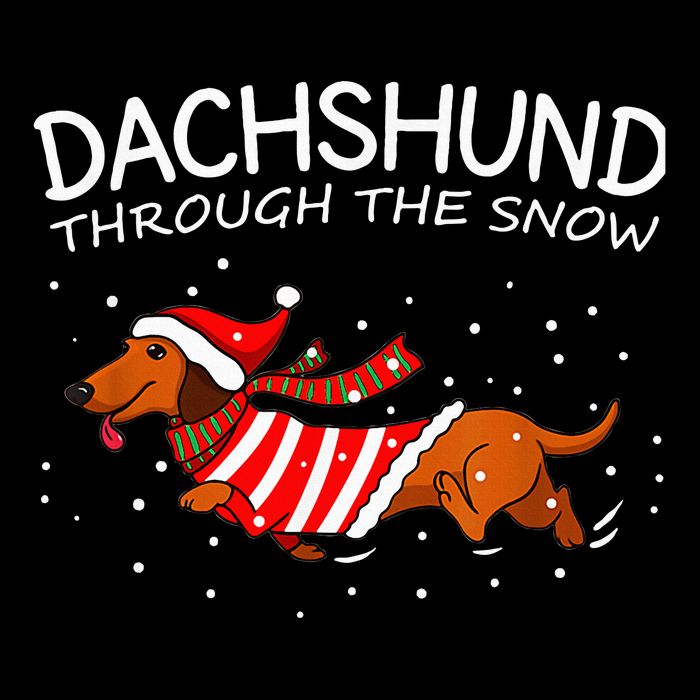 Merry Christmas Dachshund Dog Through The Snow 7-Panel Snapback Hat