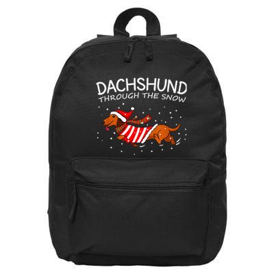 Merry Christmas Dachshund Dog Through The Snow 16 in Basic Backpack
