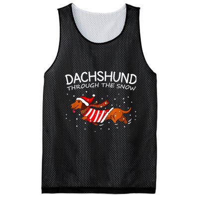 Merry Christmas Dachshund Dog Through The Snow Mesh Reversible Basketball Jersey Tank