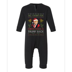 Merry Christmas Day Trump Back Ugly Xmas Noel Sweater Infant Fleece One Piece