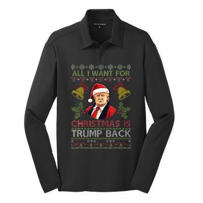 Merry Christmas Day Trump Back Ugly Xmas Noel Sweater Silk Touch Performance Long Sleeve Polo