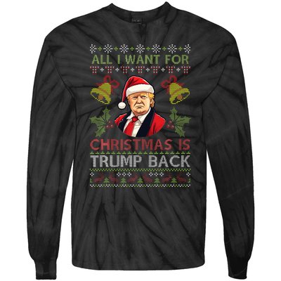 Merry Christmas Day Trump Back Ugly Xmas Noel Sweater Tie-Dye Long Sleeve Shirt