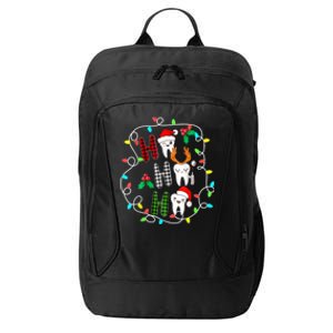 Merry Christmas Dentist Teeth Santa Hat Leopard Plaid Xmas Gift City Backpack