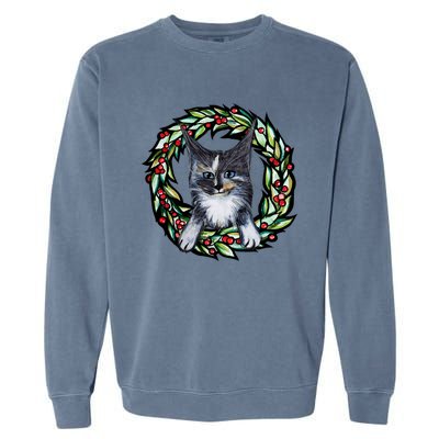 Maine Coon Dilute Calico Cat Christmas Funny Gift Garment-Dyed Sweatshirt