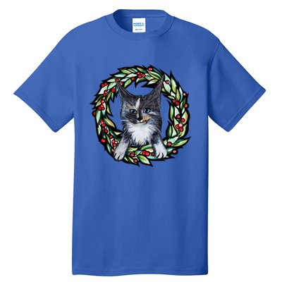 Maine Coon Dilute Calico Cat Christmas Funny Gift Tall T-Shirt