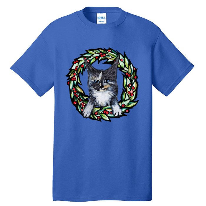 Maine Coon Dilute Calico Cat Christmas Funny Gift Tall T-Shirt