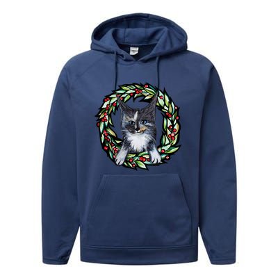 Maine Coon Dilute Calico Cat Christmas Funny Gift Performance Fleece Hoodie