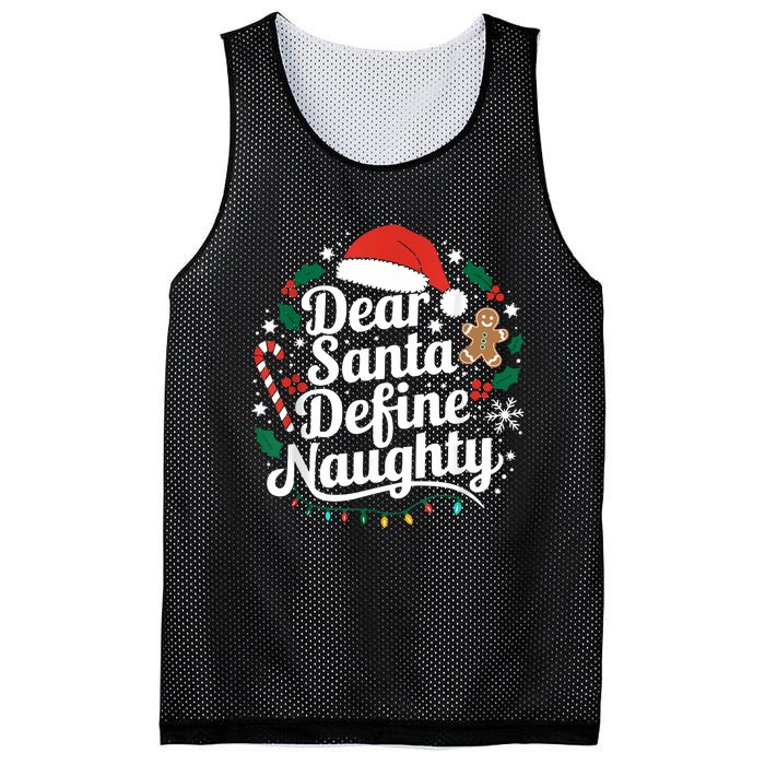 Merry Christmas Dear Santa Define Nice Naughty Xmas Holiday Mesh Reversible Basketball Jersey Tank