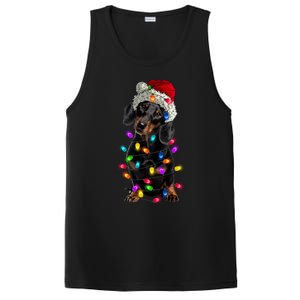 Merry Christmas Dachshund Santa Hat Lights Xmas Dog Lovers Gift PosiCharge Competitor Tank