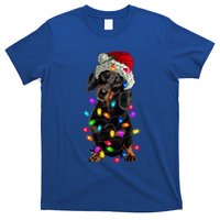 Merry Christmas Dachshund Santa Hat Lights Xmas Dog Lovers Gift T-Shirt