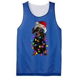 Merry Christmas Dachshund Santa Hat Lights Xmas Dog Lovers Gift Mesh Reversible Basketball Jersey Tank