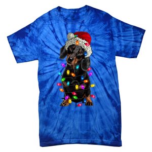 Merry Christmas Dachshund Santa Hat Lights Xmas Dog Lovers Gift Tie-Dye T-Shirt