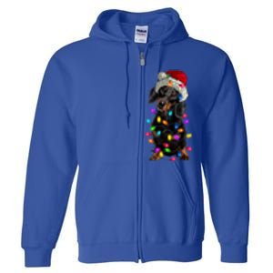 Merry Christmas Dachshund Santa Hat Lights Xmas Dog Lovers Gift Full Zip Hoodie