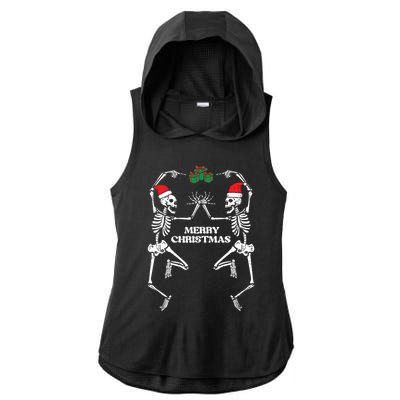 Merry Christmas Dancing Skeletons Funny Xmas Gift Ladies PosiCharge Tri-Blend Wicking Draft Hoodie Tank