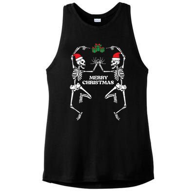 Merry Christmas Dancing Skeletons Funny Xmas Gift Ladies PosiCharge Tri-Blend Wicking Tank