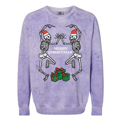 Merry Christmas Dancing Skeletons Funny Xmas Great Gift Colorblast Crewneck Sweatshirt