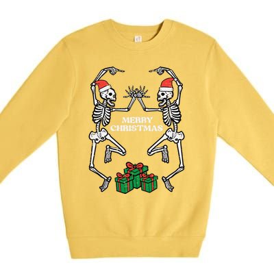 Merry Christmas Dancing Skeletons Funny Xmas Great Gift Premium Crewneck Sweatshirt